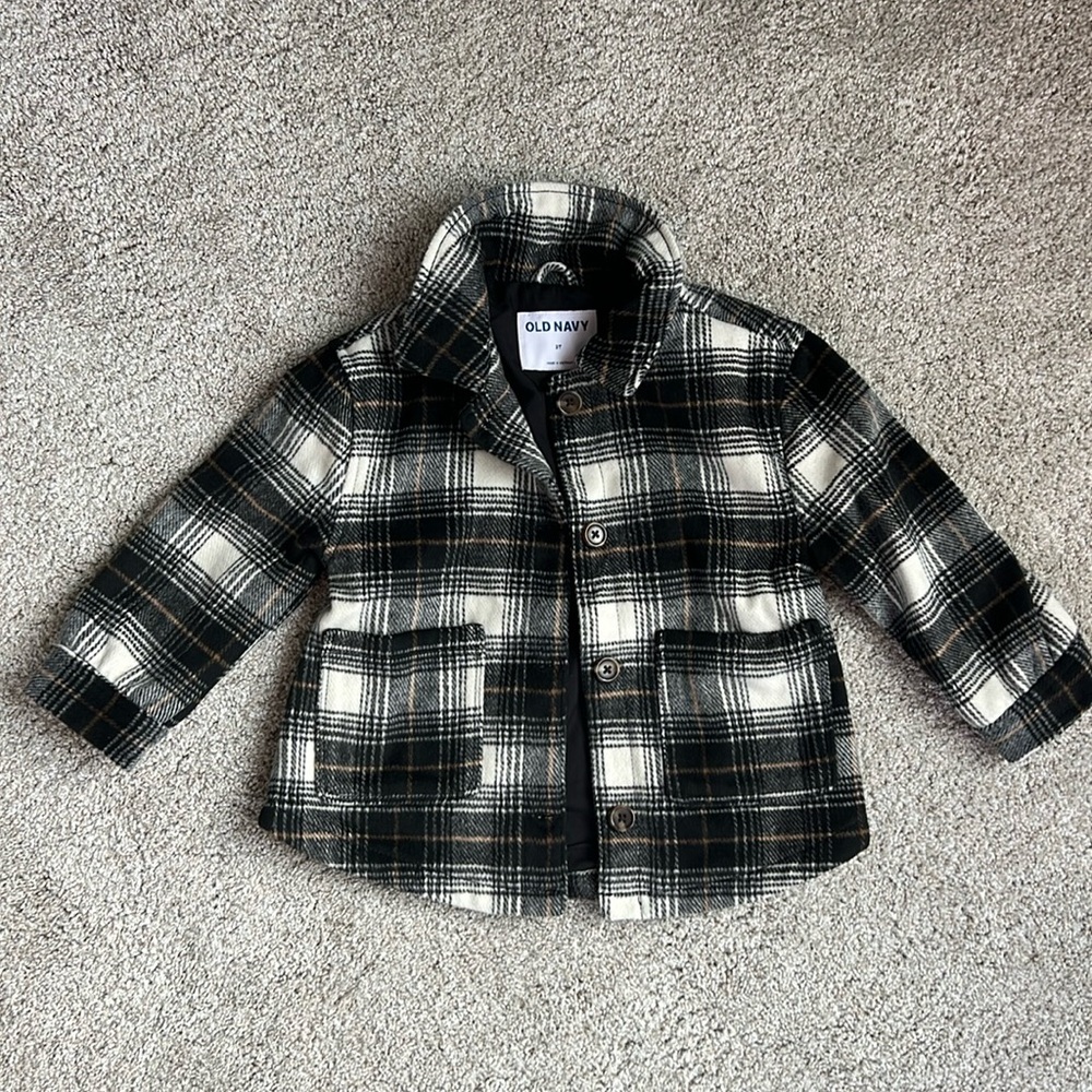 Brand new worn once Old Navy Plaid Jacket size 3T